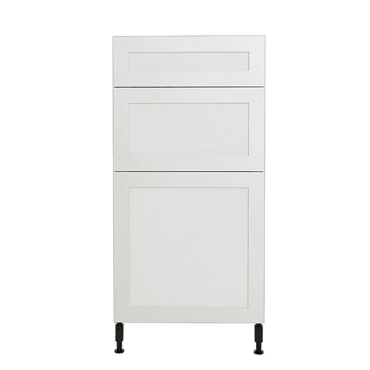 Armoire de cuisine blanche de style Shaker à 3 tiroirs, 18 L x 34-3/4 H x 24 po avec 5 compartiments
