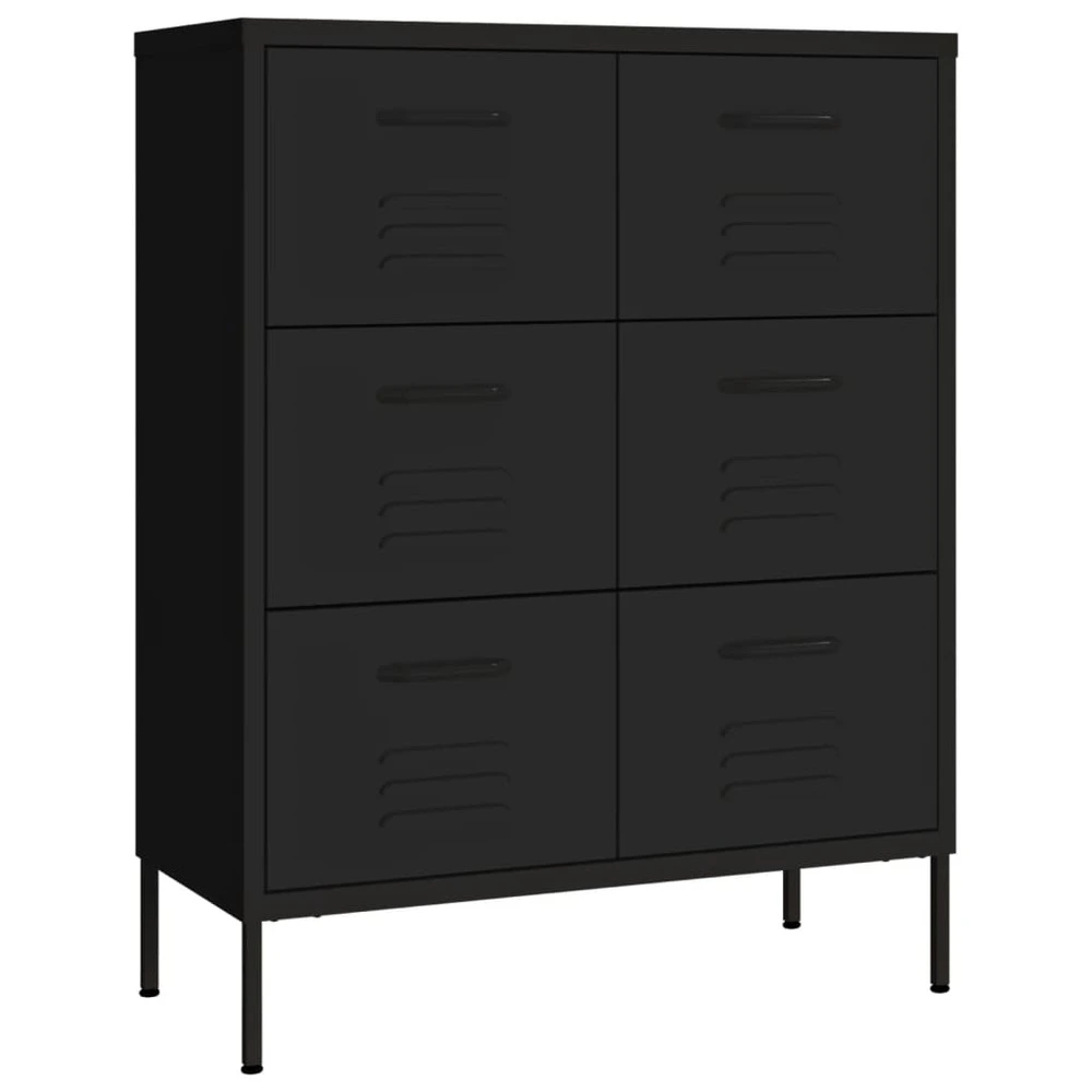 Armoire à tiroirs noir 80x35x101,5 cm acier Design minimaliste