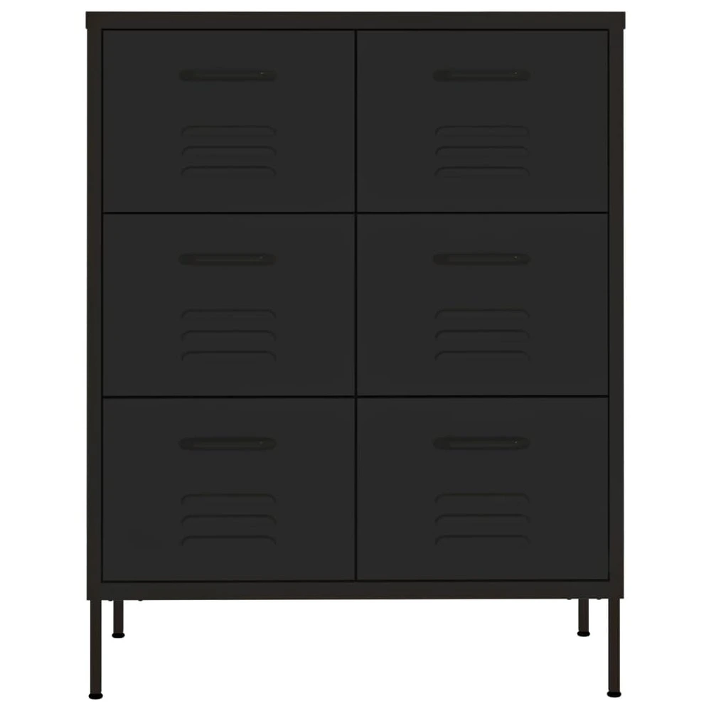 Armoire à tiroirs noir 80x35x101,5 cm acier Design minimaliste