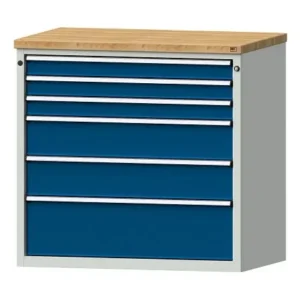 Armoire à tiroirs pour établis ANKE exemple 3010 V 1065 x 700 x 1020 mm RAL 7035/5010 BMP 40 mm 610.419 obtenir à bas prix