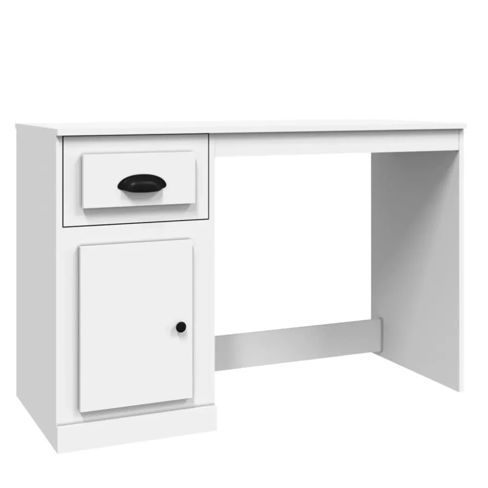 Bloc-notes mural Bureau table poste de travail meuble d'ordinateur informatique étude avec tiroir 115 x 50 x 75 cm bois d'...