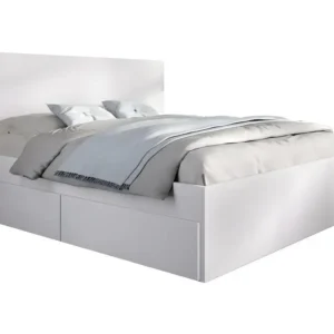 Bloc-notes mural Lit adulte, couchage 140x190 cm avec 4 tiroirs coloris blanc - Longueur 145 x Profondeur 195 x Hauteur 10...
