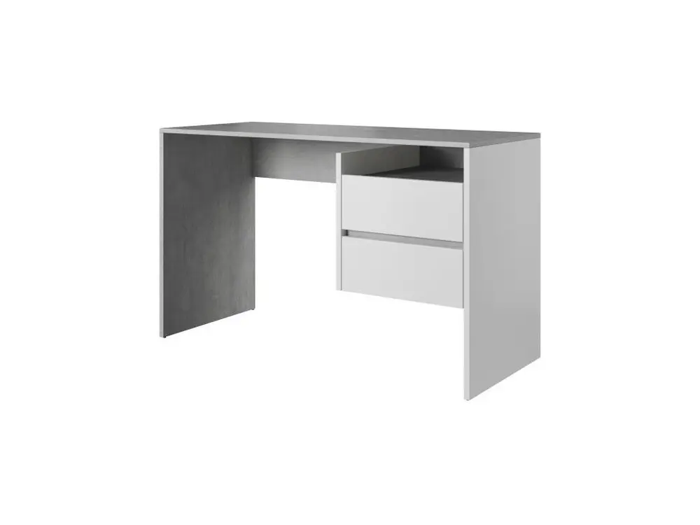 Bureau en bois "Paco" à tiroirs - Gris/Blanc - L 125 cm pour Espace réduit