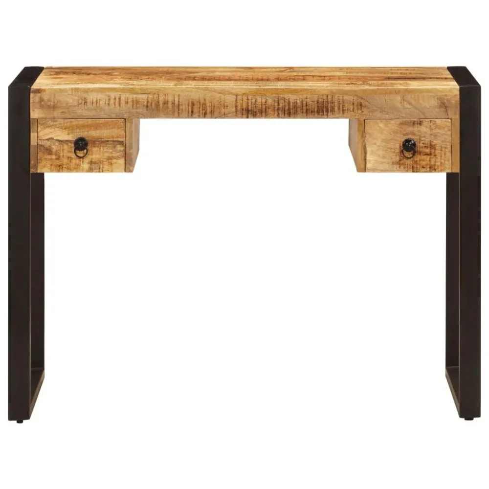 Bureau table meuble travail informatique avec 2 tiroirs 110 cm bois durable de manguier 0502080