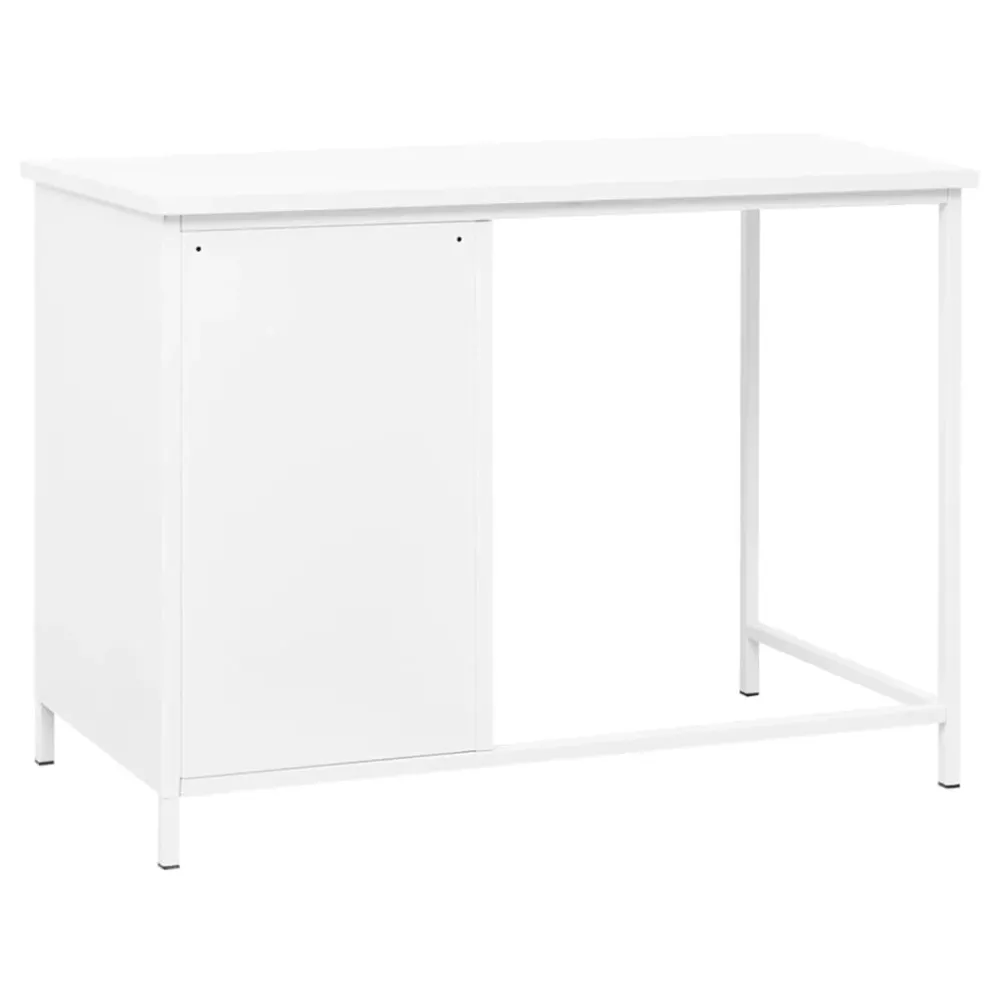Bureau table poste de travail meuble d'ordinateur informatique étude industriel avec tiroirs 105 x 52 x 75 cm Acier blanc...