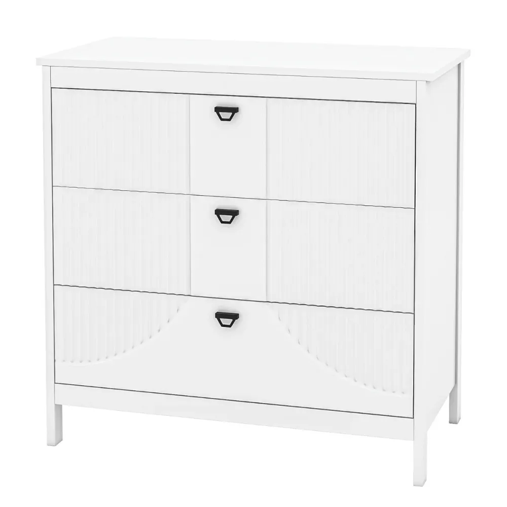 Commode avec 3 tiroirs 80 x 40 x 79 cm stable et sécurisée style actuel en MDF blanc 20_0011555