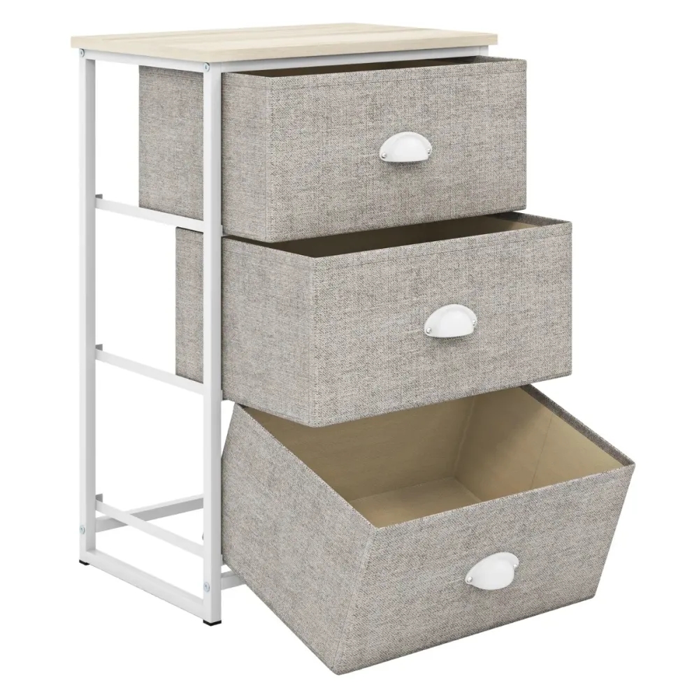 Commode 3 tiroirs amovibles 45 x 30 x 73 cm design actuel espace de rangement ample en métal blanc 20_0011540