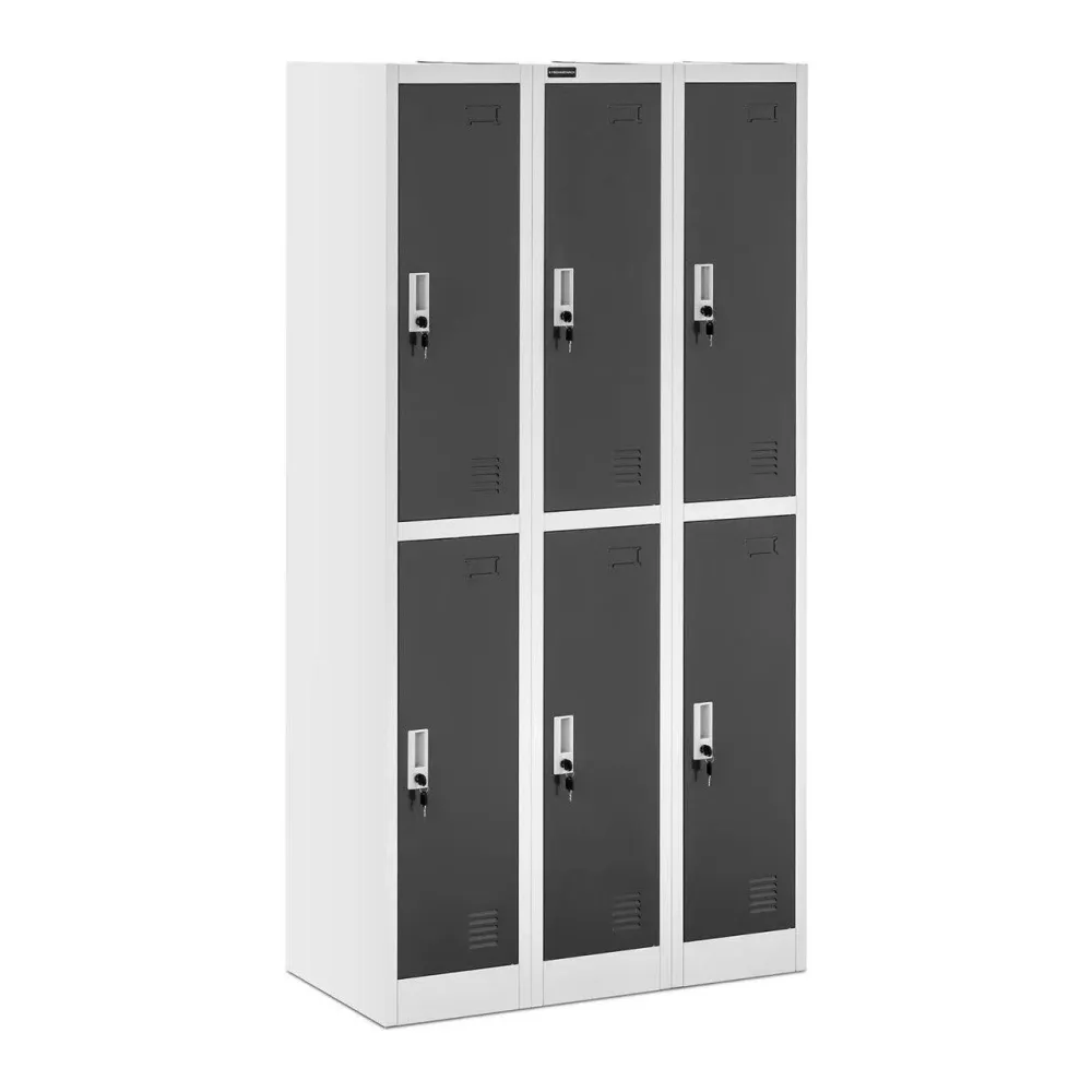 Élégant Design Ergonomique Armoire vestiaire 6 casiers 6 compartiments 180 cm gris 14_0000478