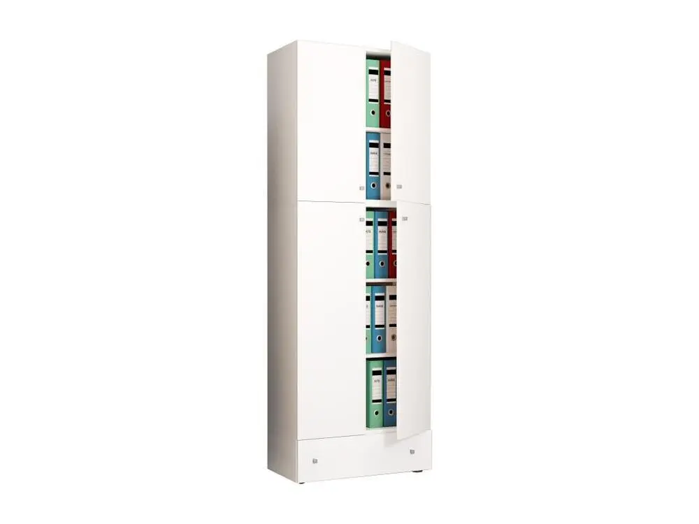 LonaXXL armoire de bureau 4 portes 1 tiroir blanc. Sans outil d'installation