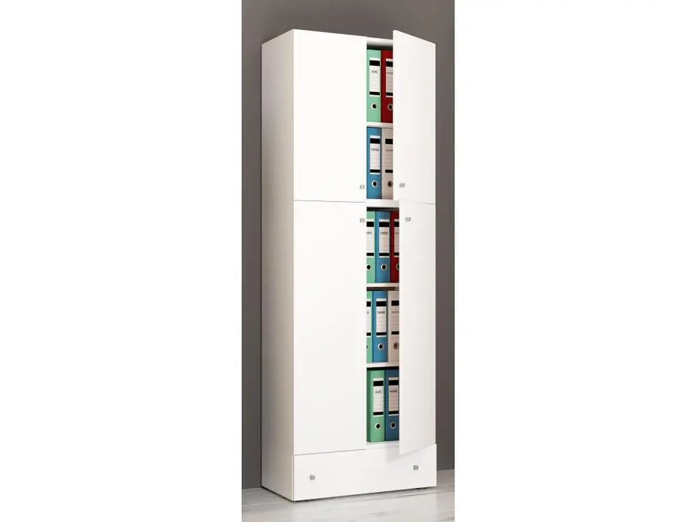 LonaXXL armoire de bureau 4 portes 1 tiroir blanc. Sans outil d'installation