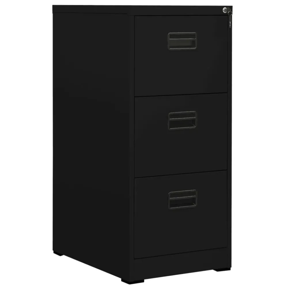 Organisateur Modulable Caissons à tiroirs meuble de bureau armoire à dossiers 3 tiroirs 46 x 62 x 102,5 cm en acier noir D...