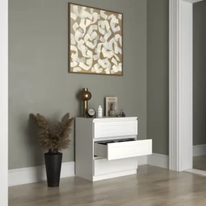 PERRY - Commode de chambre 3 tiroirs - Style typique - 70x40x75 cm - Meuble de rangement