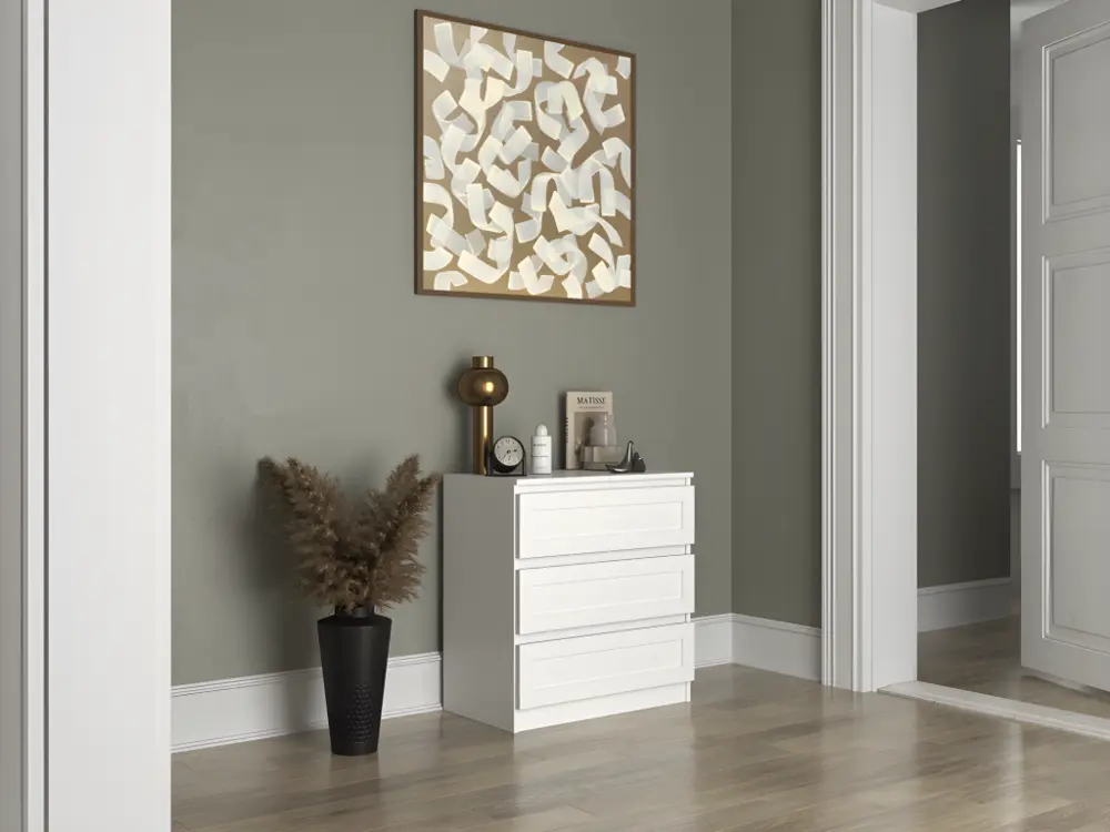 PERRY - Commode de chambre 3 tiroirs - Style typique - 70x40x75 cm - Meuble de rangement