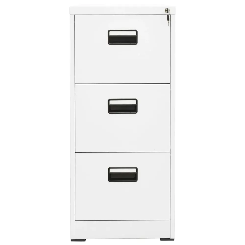 Porte-documents vertical Caissons à tiroirs meuble de bureau armoire à dossiers 3 tiroirs 46 x 62 x 102,5 cm acier blanc D...