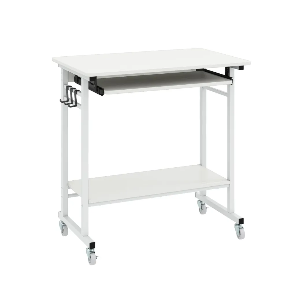 Porte-stylos magnétique bureau d'appoint mini 35 x 30 x 80 cm avec tiroir design moderne en bois d'acacia blanc 20_0010883