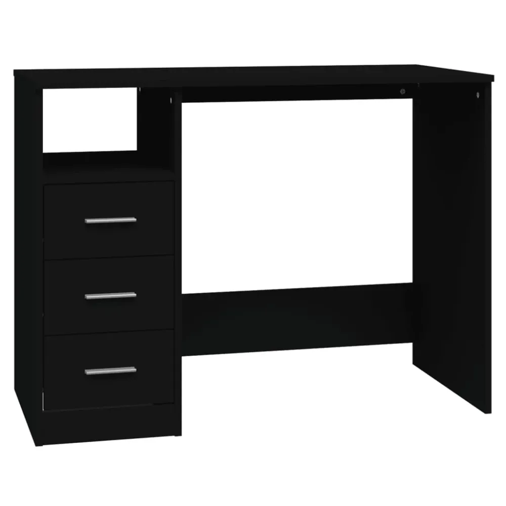 Range-câbles adhésif Bureau table poste de travail meuble d'ordinateur informatique étude avec tiroirs 102 x 50 x 76 cm bo...