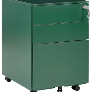Support pour écran Caisson en métal vert à 3 tiroirs CAMI