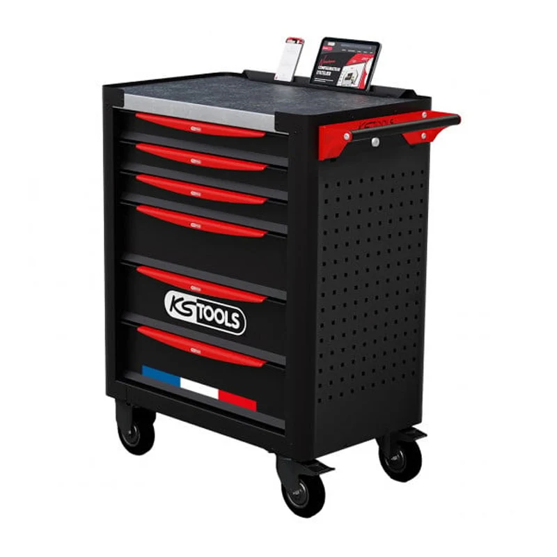 Support pour écran Servante d'atelier 6 tiroirs fabriquée en France équipée de 364 outils - KS TOOLS - 824.6364F