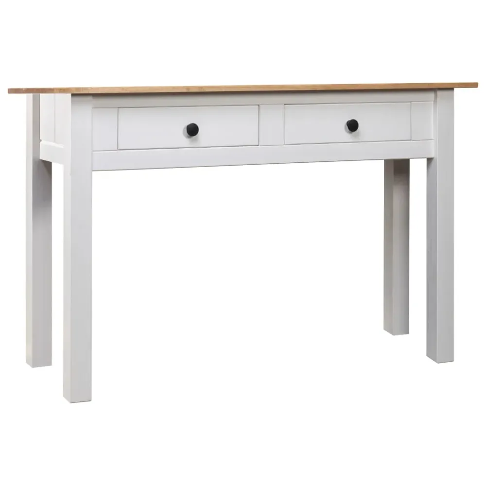 Table console meuble de bureau avec tiroirs 110 x 40 x 72 cm en bois de pin blanc DEC031691 pour Bureau à domicile