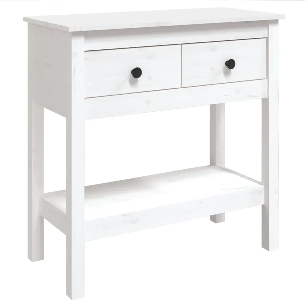 Table d'appoint console pratique avec tiroirs pour une entrée organisée 75 x 35 x 75 cm bois de pin blanc DEC031711