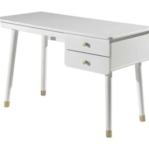 TINY WHITE - Bureau 2 Tiroirs Blanc et Effet or