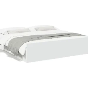 Trieur courrier Cadre de lit avec tiroirs blanc 200x200 cm bois d'ingénierie