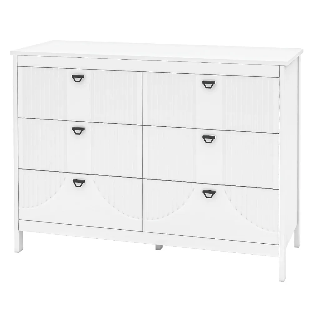 Trieur courrier Commode à 6 tiroirs de rangement 106 x 40 x 79 cm avec surface spacieuse finition élégante en MDF blanc 20...