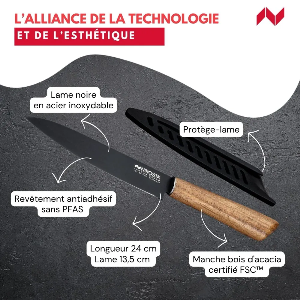 Couteau d’office universel 24 cm Nirosta Flow - Garantie 2 Ans