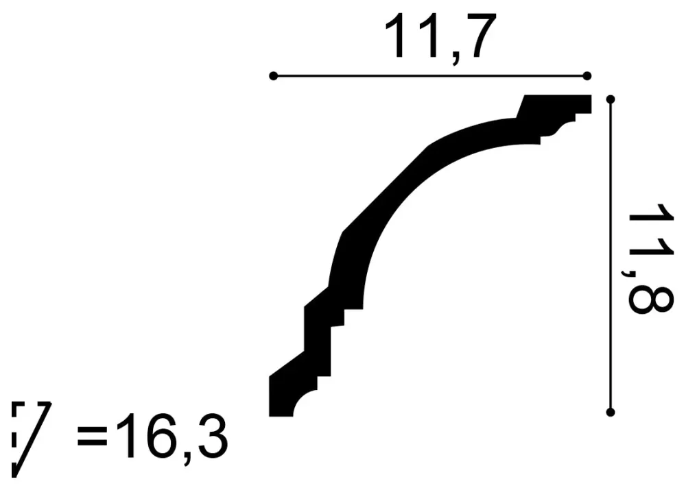 Flexible Stuckleiste CX106F weiß | 117 x 118 x 2000 mm
