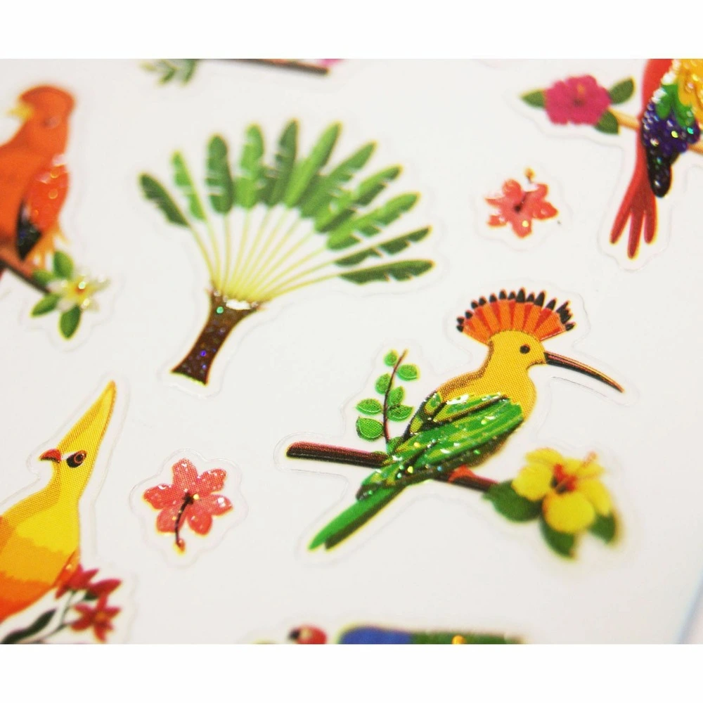 Autocollants - oiseaux tropicaux - paillettes - 1,8 cm | 100% Recyclé