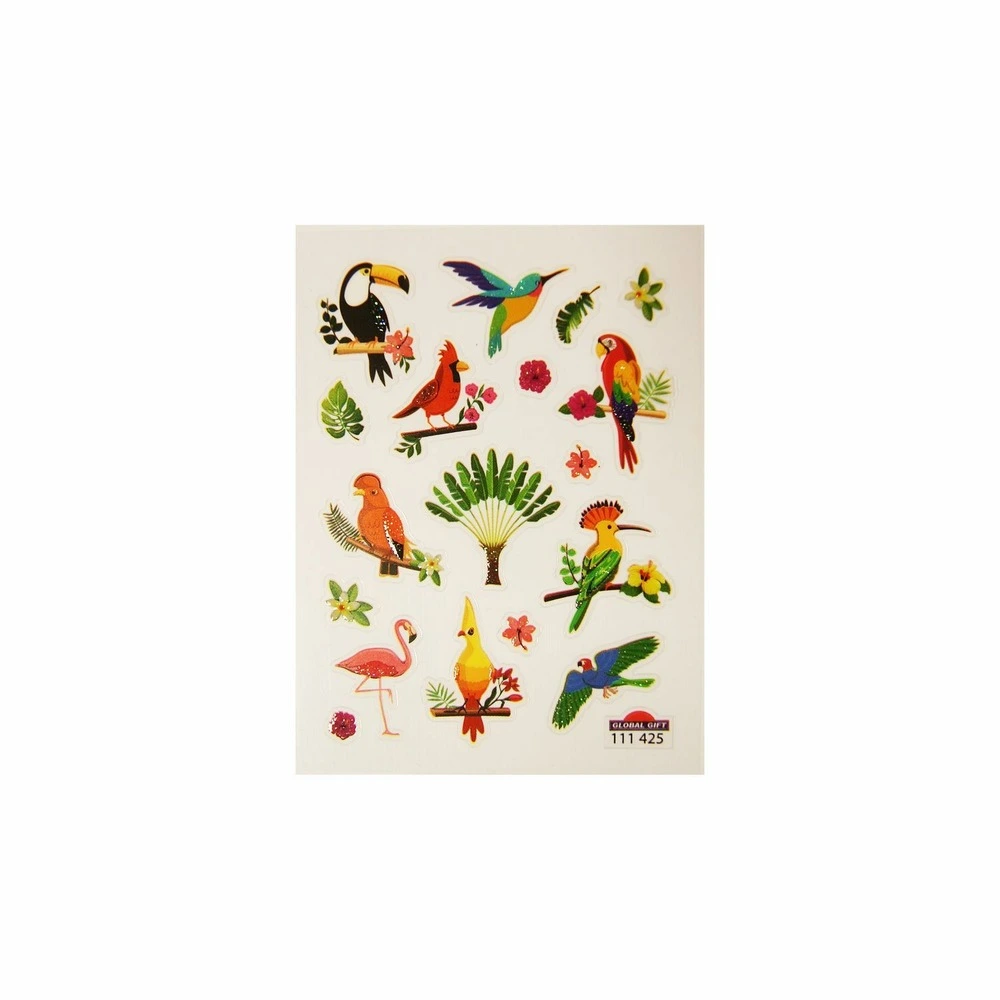 Autocollants - oiseaux tropicaux - paillettes - 1,8 cm | 100% Recyclé
