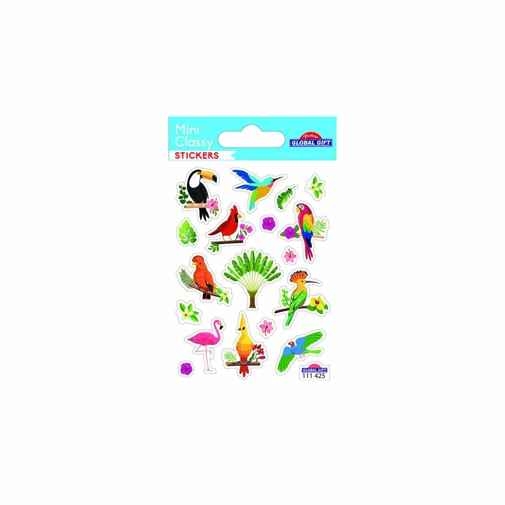 Autocollants - oiseaux tropicaux - paillettes - 1,8 cm | 100% Recyclé