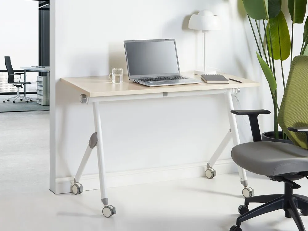 Bureau inklapbaar lichtbruin/wit 120 x 60 cm BENDI pour impression photo