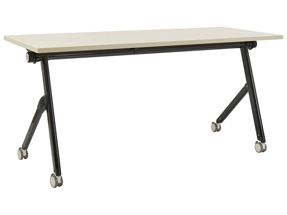 Bureau pliant 160 x 60 cm avec roulettes bois évident et noir BENDI format A4 | 80 g/m²