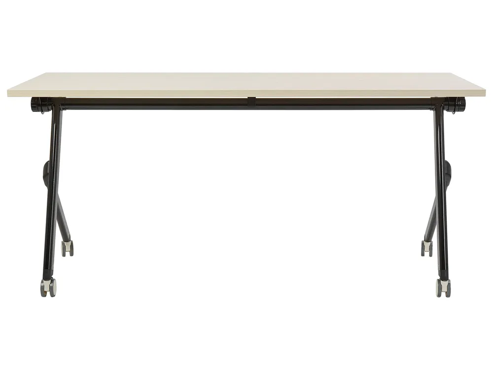 Bureau pliant 160 x 60 cm avec roulettes bois évident et noir BENDI format A4 | 80 g/m²