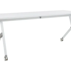 Bureau pliant 180 x 60 cm avec roulettes blanc BENDI pour impression photo