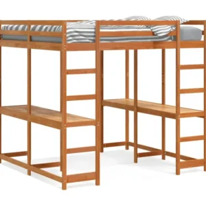 Papier calque Lit superposé et bureau et échelle 180x200cm bois de pin massif