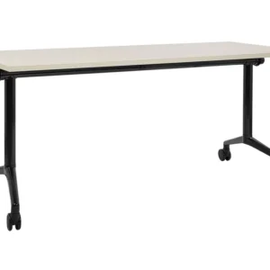 Papier cartonné Bureau pliable avec roulettes 160 x 60 cm bois évident et noir CAVI