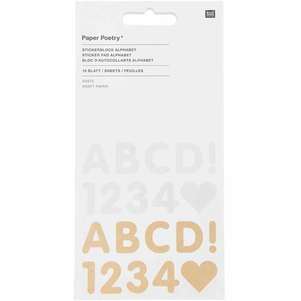 Papier photo brillant 100 autocollants alphabet blanc et kraft