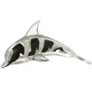 Presse papier Dauphin en verre 23 cm - noir et blanc certifié FSC