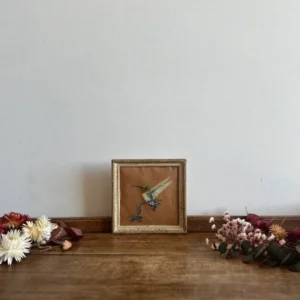 Qualité Professionnelle Colibri peint sur papier signé cadre en bois