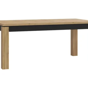Table de repas extensible 180 à 226 cm décor chêne et noir mat - FARM - Impression Laser et Jet d'Encre
