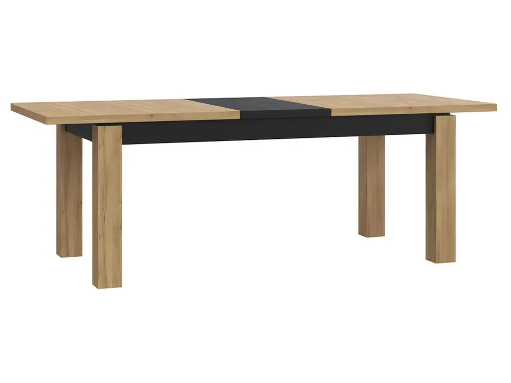 Table de repas extensible 180 à 226 cm décor chêne et noir mat - FARM - Impression Laser et Jet d'Encre