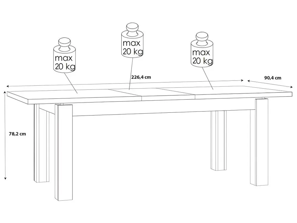 Table de repas extensible 180 à 226 cm décor chêne et noir mat - FARM - Impression Laser et Jet d'Encre