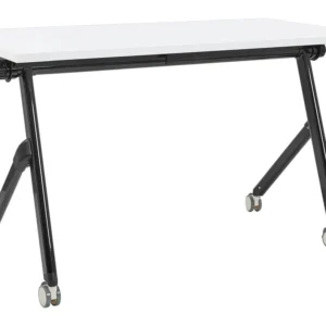Étiquettes autocollantes Bureau pliant 120 x 60 cm avec roulettes blanc et noir BENDI