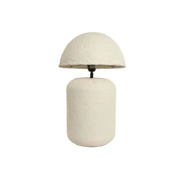 Étiquettes autocollantes Lampe de Table Champignon en Papier Maché Blanc et Fer