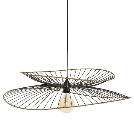 Étiquettes autocollantes Suspension filaire en métal et papier effet bois 69,5 cm