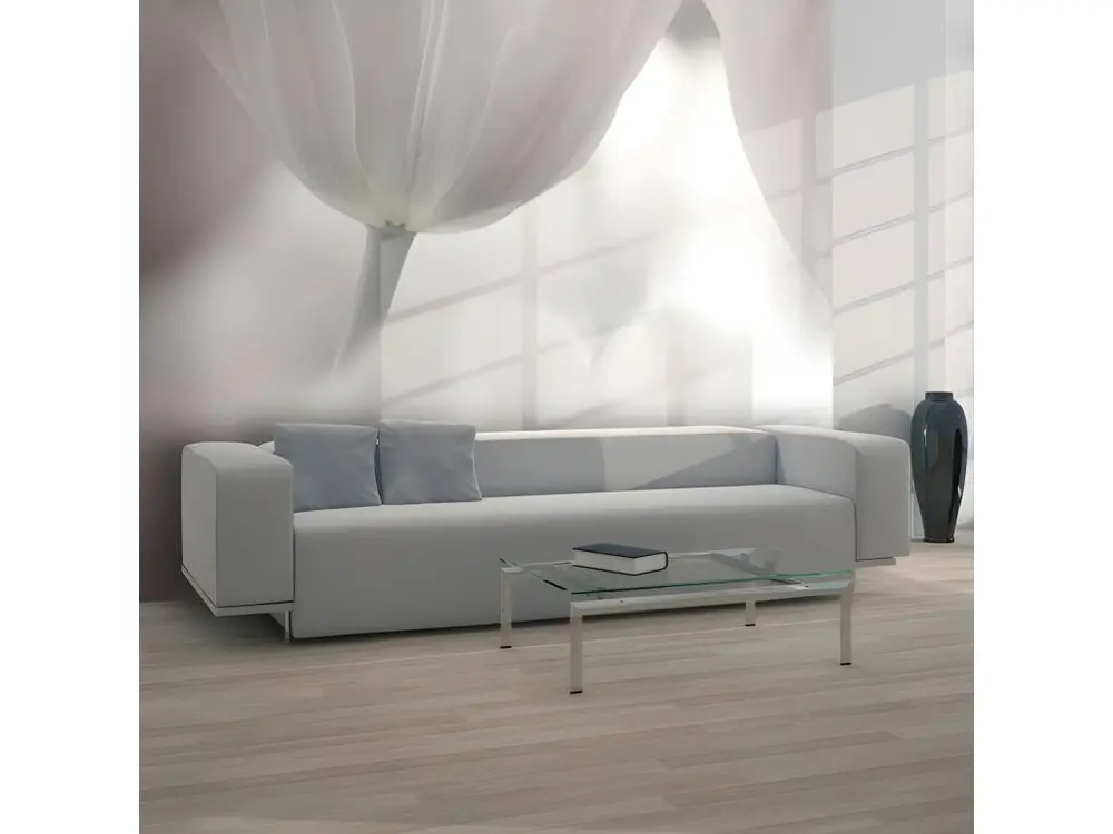 Papier peint intissé Fleurs Tulips fine art - noir jais and white : Taille - 400 x 309 cm