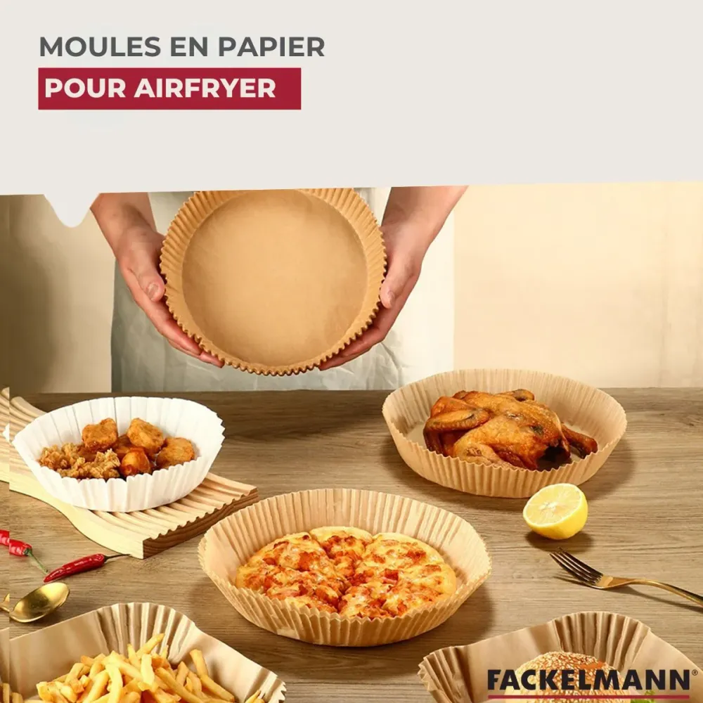 Ensemble de 200 Moules en papier pour air fryer carrés 20 cm Fackelmann Divers