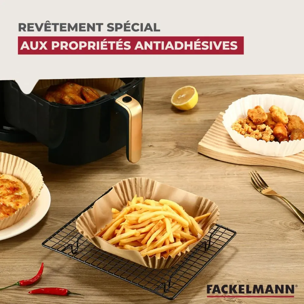 Ensemble de 200 Moules en papier pour air fryer carrés 20 cm Fackelmann Divers
